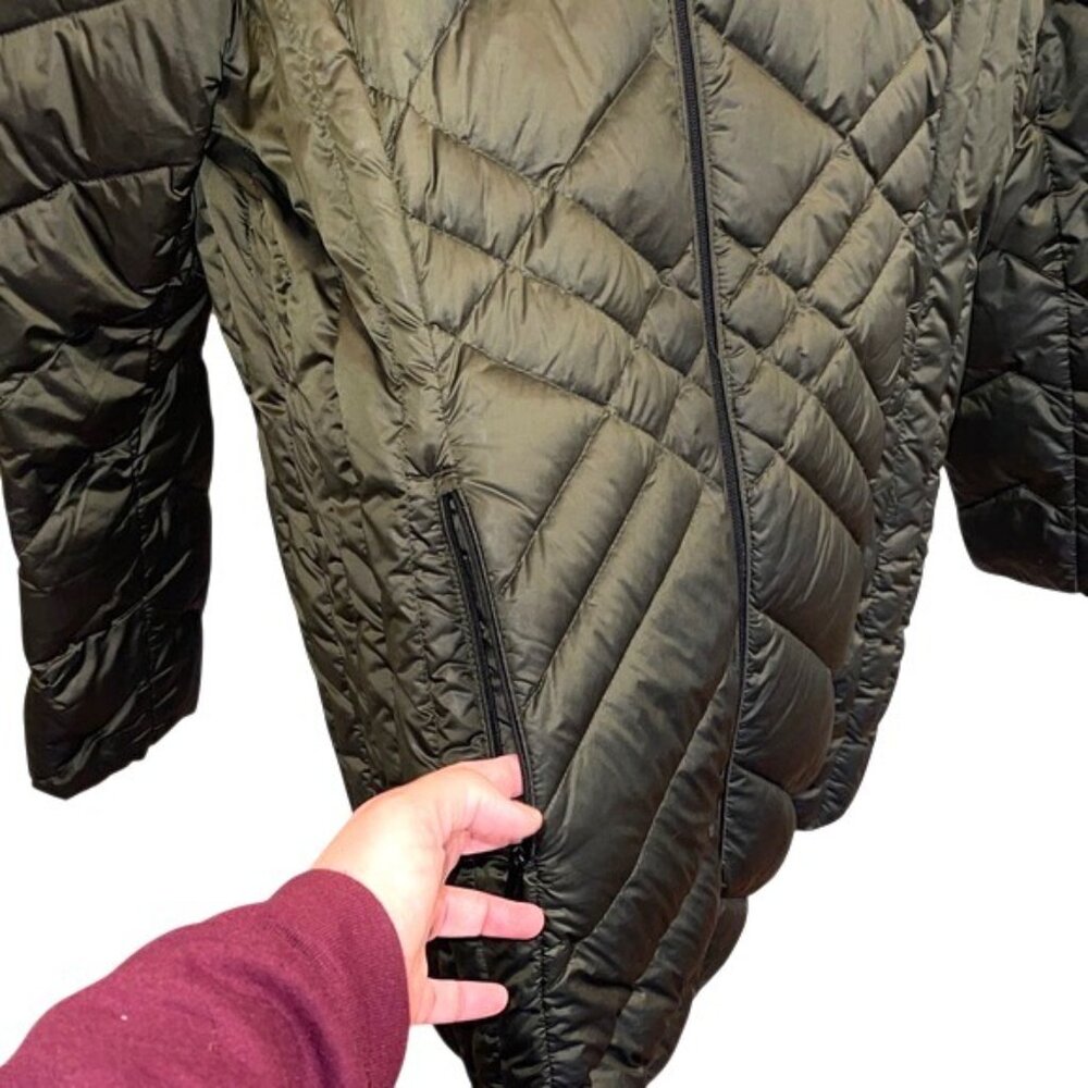 Bcbgeneration Hooded Down Puffer Jacket Green Ult… - image 3